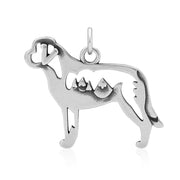 Saint Bernard Pendant Body Design with Mountains in Sterling Silver.