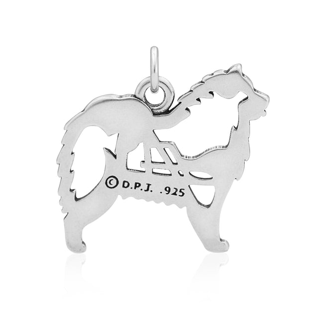 Samoyed Pendant Body Design with Sled in Sterling Silver Back Side View.