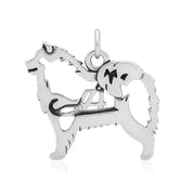 Samoyed Pendant Body Design with Sled in Sterling Silver.