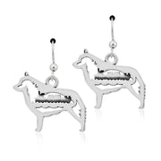 Schipperke Earrings Body Design with Barge in Sterling Silver in French Hook.