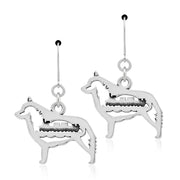 Schipperke Earrings Body Design with Barge in Sterling Silver in Leverback.