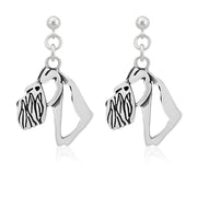 Schnauzer Earrings Head Design in Sterling Silver in Dangle Post.