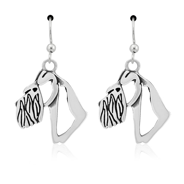 Schnauzer Earrings Head Design in Sterling Silver in French Hook.