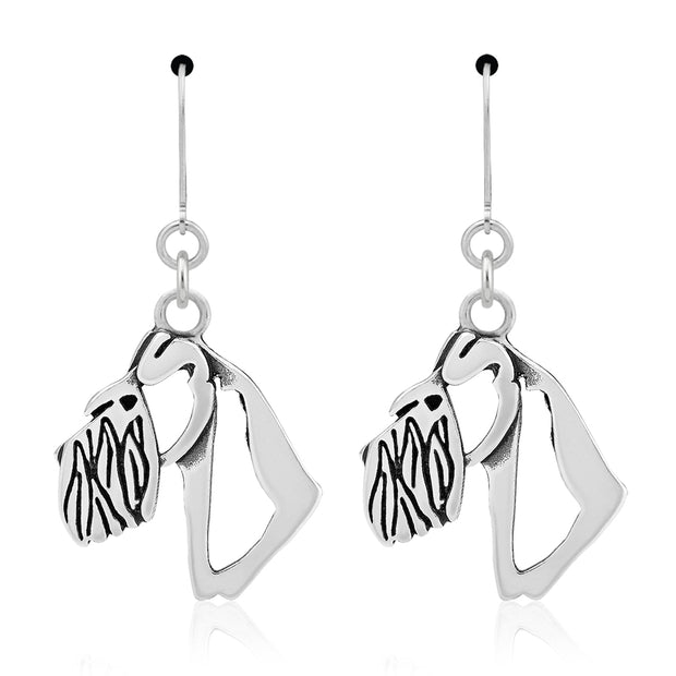 Schnauzer Earrings Head Design in Sterling Silver in Leverback.