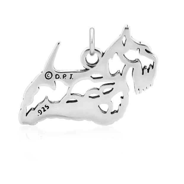 Scottish Terrier Pendant Body Design in Sterling Silver Back Side View.