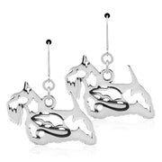 Scottish Terrier Earrings Body Design with Rat in Sterling Silver in Leverback.