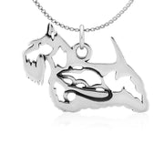 Scottish Terrier Necklace Body Design with Rat in Sterling Silver on Box Chain.