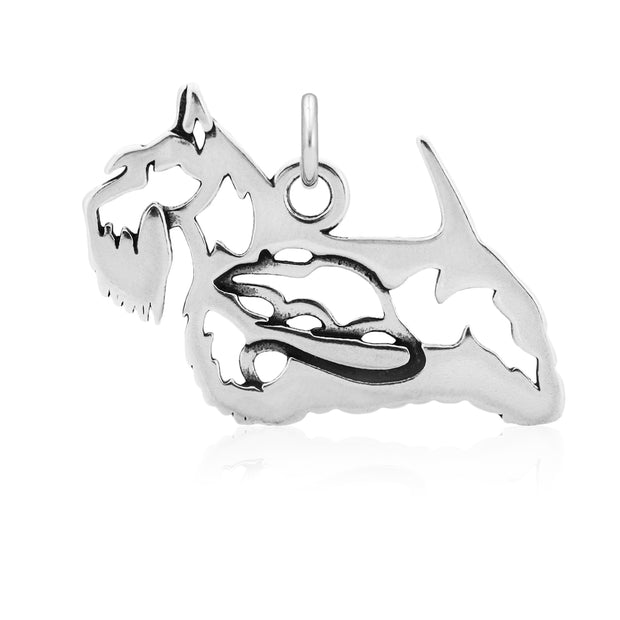 Scottish Terrier Pendant Body Design with Rat in Sterling Silver.