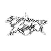 Shetland Sheepdog Pendant Gaiting Body Design in Sterling Silver.