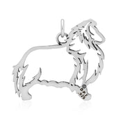 Shetland Sheepdog Pendant Body Design in Sterling Silver Back Side View.