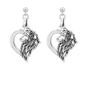 Shetland Sheepdog Heart Earrings in Sterling Silver in Dangle Post.