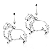 Shetland Sheepdog Earrings Body Design in Sterling Silver in French Hook.