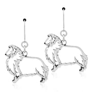 Shetland Sheepdog Earrings Body Design in Sterling Silver in Leverback.