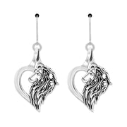 Shetland Sheepdog Heart Earrings in Sterling Silver in Leverback.