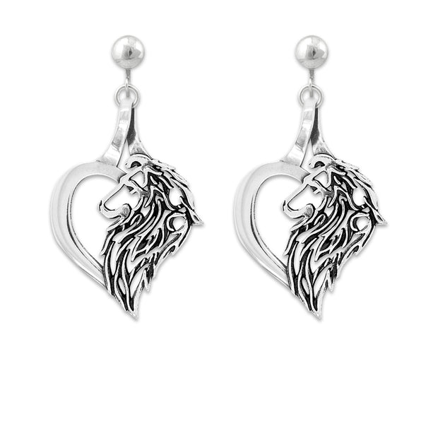 Shetland Sheepdog Heart Clip-On Earrings in Sterling Silver.