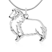 Shetland Sheepdog Necklace Body Design in Sterling Silver on Snake Chain.