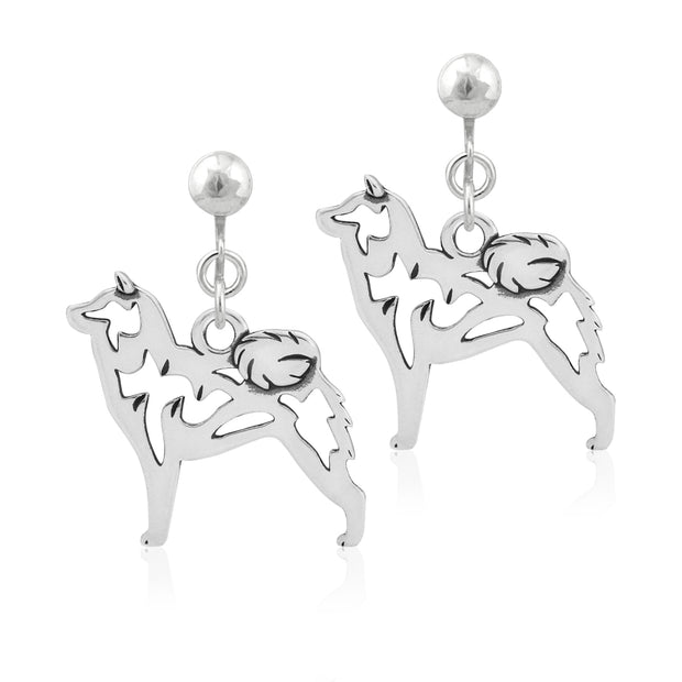 Shiba Inu Clip-On Earrings Body Design in Sterling Silver.