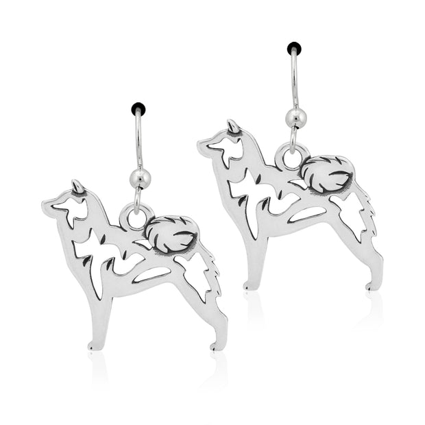 Shiba Inu Earrings Body Design in Sterling Silver in French Hook.