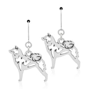 Shiba Inu Earrings Body Design in Sterling Silver in Leverback.