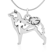 Shiba Inu Necklace Body Design in Sterling Silver on Box Chain.