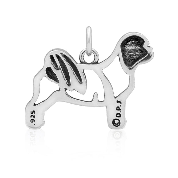 Shih Tzu Pendant Body Design in Sterling Silver Back Side View.