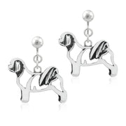 Shih Tzu Clip-On Earrings Body Design in Sterling Silver.