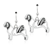 Shih Tzu Earrings Body Design in Sterling Silver in French Hook.