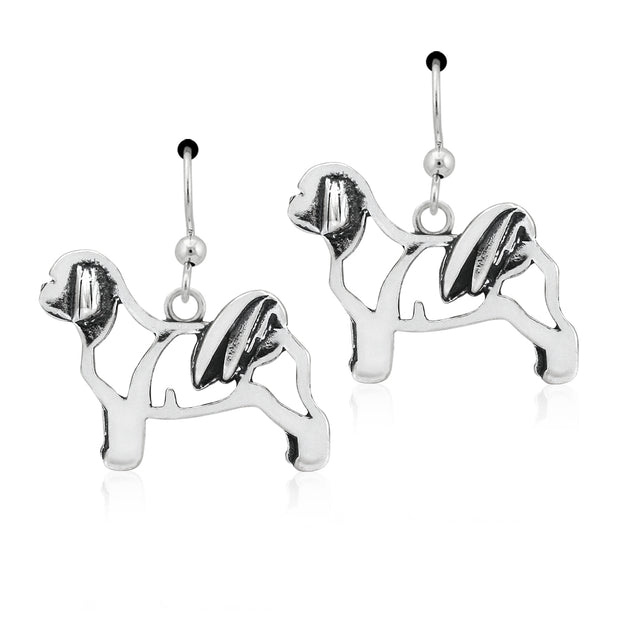 Sterling Silver Shih Tzu Earrings,  Teddy Bear Cut