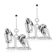 Shih Tzu Earrings Body Design in Show Cut in Sterling Silver in Leverback.