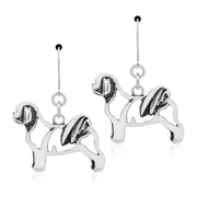 Shih Tzu Earrings Body Design in Sterling Silver in Leverback.