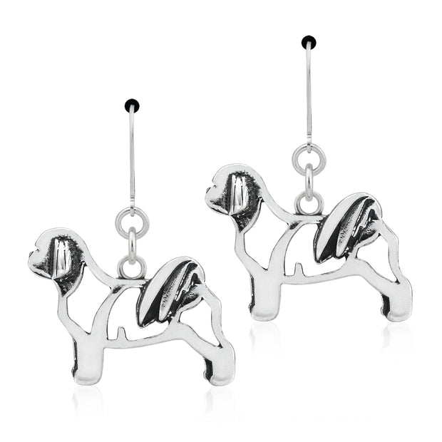 Sterling Silver Shih Tzu Earrings,  Teddy Bear Cut