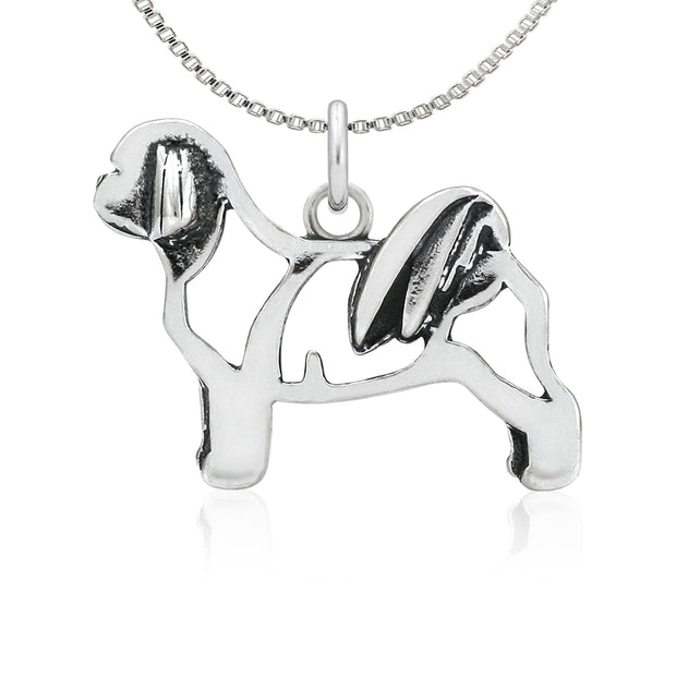 Shih Tzu Necklace Body Design in Sterling Silver on Box Chain.