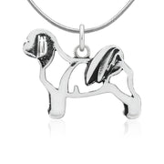 Shih Tzu Necklace Body Design in Sterling Silver on Snake Chain.