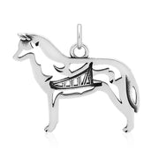 Siberian Husky Pendant with Sled in Body in Sterling Silver. 