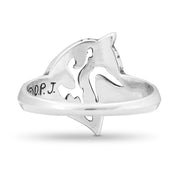 Siberian Husky Ring Head Design in Sterling Silver Back Side View.