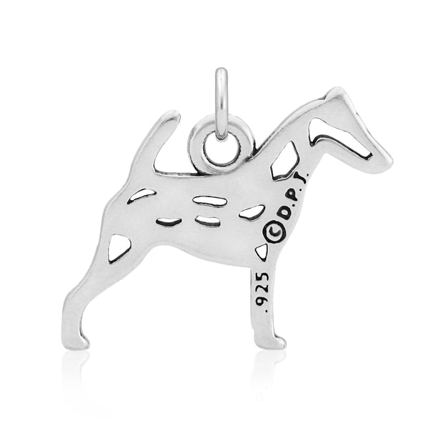 Smooth Fox Terrier Pendant Body Design in Sterling Silver Back Side View.