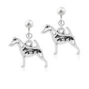 Smooth Fox Terrier Clip-On Earrings Body Design with Fox in Sterling Silver.