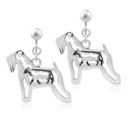 Soft Coated Wheaten Terrier Clip-On Earrings Body Design with Cow in Sterling Silver.