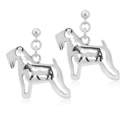 Soft Coated Wheaten Terrier Earrings Body Design with Cow in Sterling Silver in Dangle Post.