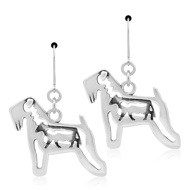 Soft Coated Wheaten Terrier Earrings Body Design with Cow in Sterling Silver in Leverback.