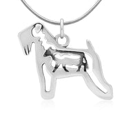 Soft Coated Wheaten Terrier Necklace Body Design with Cow in Sterling Silver on Snake Chain.