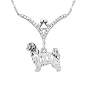 VIP Chinese Crested CZ Necklace, Powder Puff