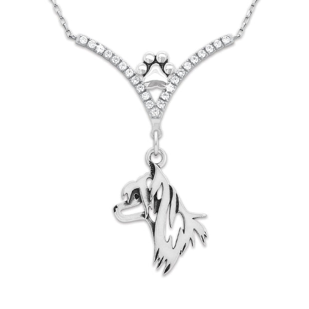 VIP Chinese Crested CZ Necklace, Head