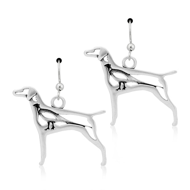 Vizsla Earrings Body Design with Pheasant in Sterling Silver in French Hook.