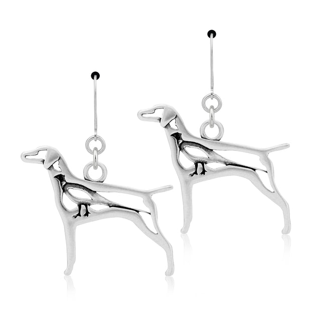 Vizsla Earrings Body Design with Pheasant in Sterling Silver in Leverback.