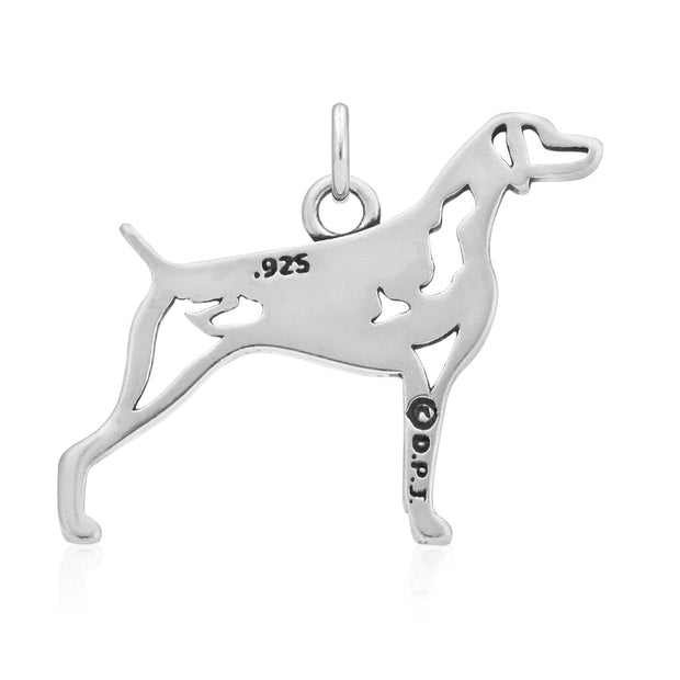 Weimaraner Pendant Body Design in Sterling Silver Back Side View.