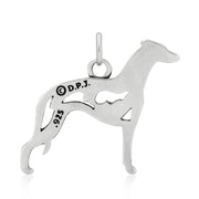 Whippet Pendant Body Design in Sterling Silver Back Side View.