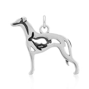 Whippet Pendant Body Design with Rabbit in Sterling Silver.