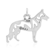 White Shepherd Pendant Body Design in Sterling Silver Back Side View.