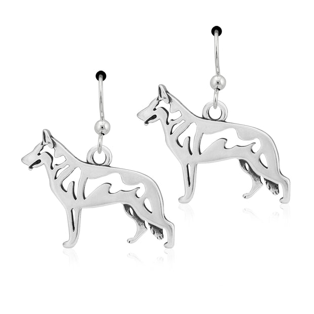 White Shepherd Earrings Body Design in Sterling Silver in French Hook.